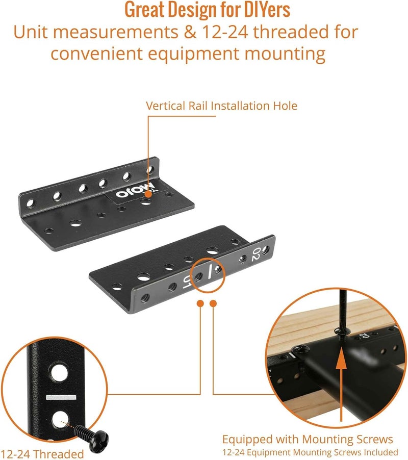 Tecmojo 2U Vertical Rack Rail Pair Kit DIY Rack Rails Kit, 12-24 Screws Included to Mount Equipment 2U-20U - Image 4
